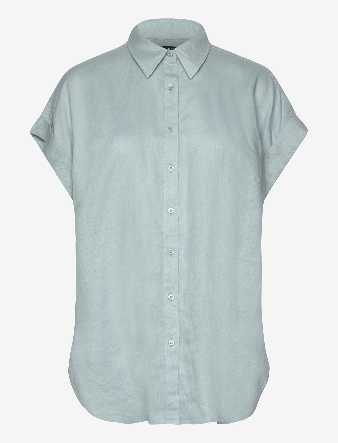 Lauren Women - Relaxed Fit Linen Short-Sleeve Shirt - denimskjorter - aqua pearl - 0