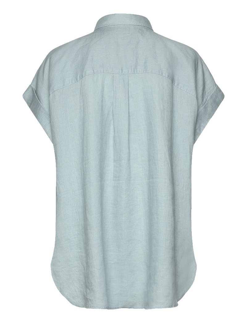 Lauren Women - Relaxed Fit Linen Short-Sleeve Shirt - denimskjorter - aqua pearl - 1