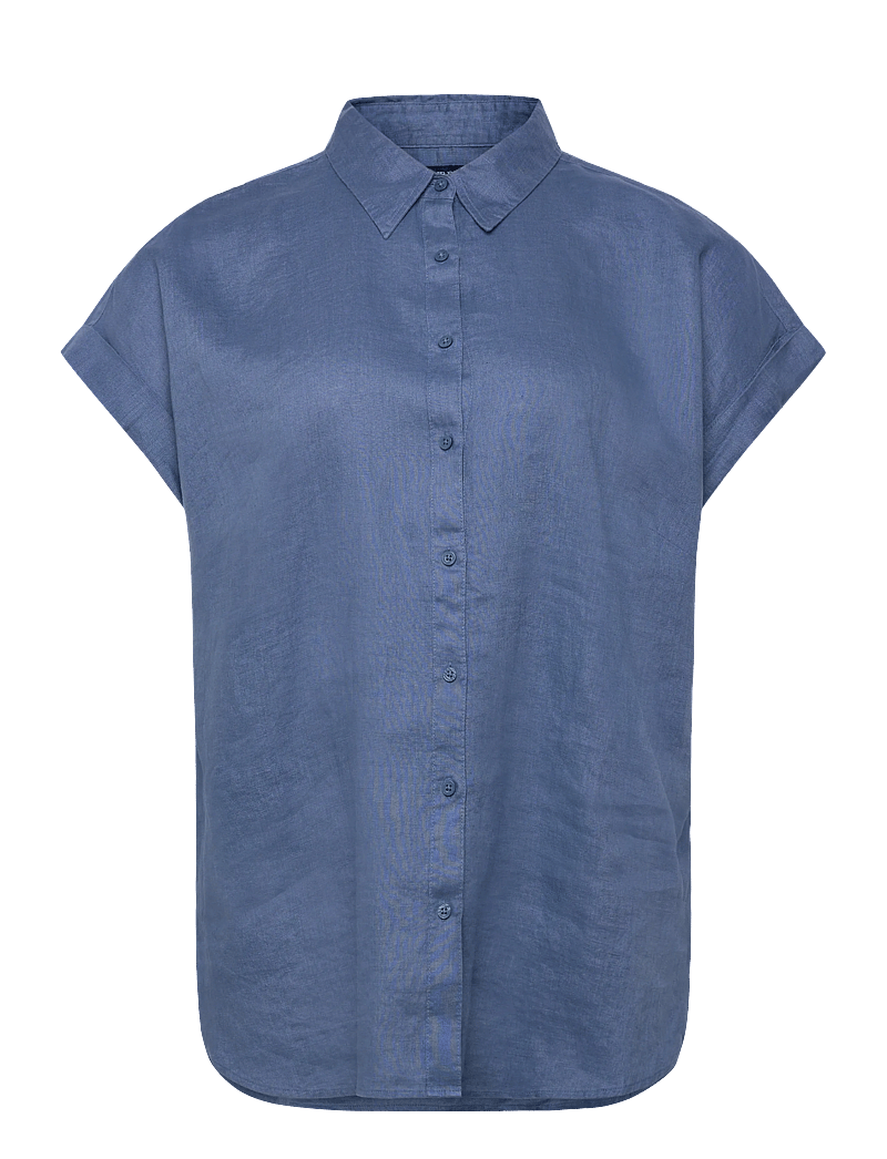 Lauren Women - Relaxed Fit Linen Short-Sleeve Shirt - linneskjortor - carson blue - 0
