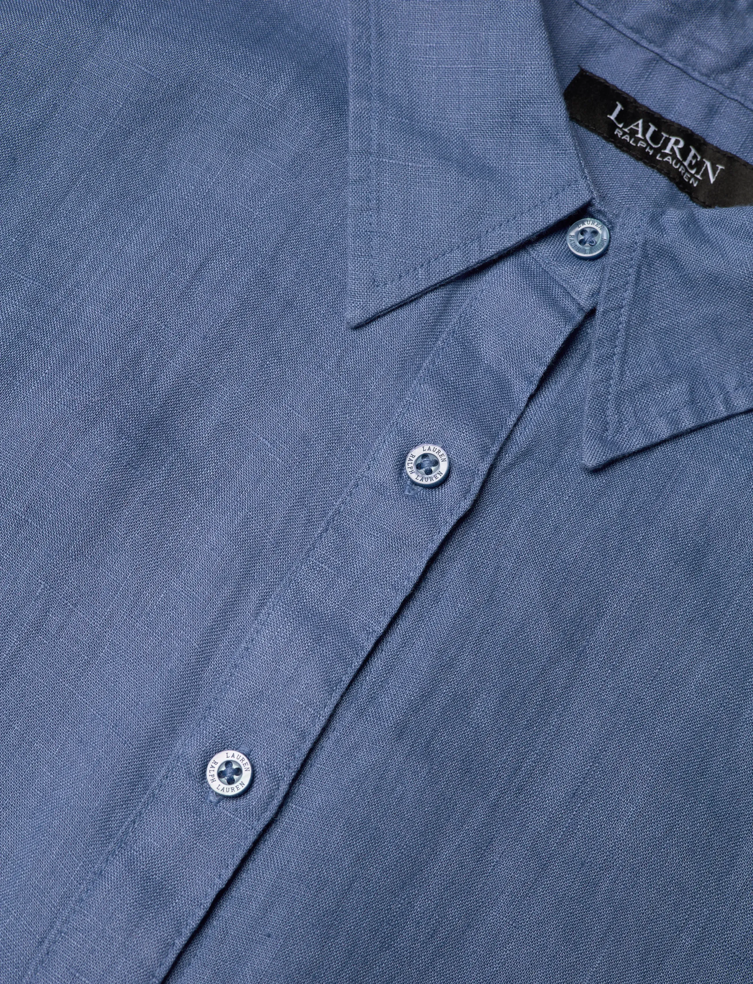 Lauren Women - Relaxed Fit Linen Short-Sleeve Shirt - pellavakauluspaidat - carson blue - 4