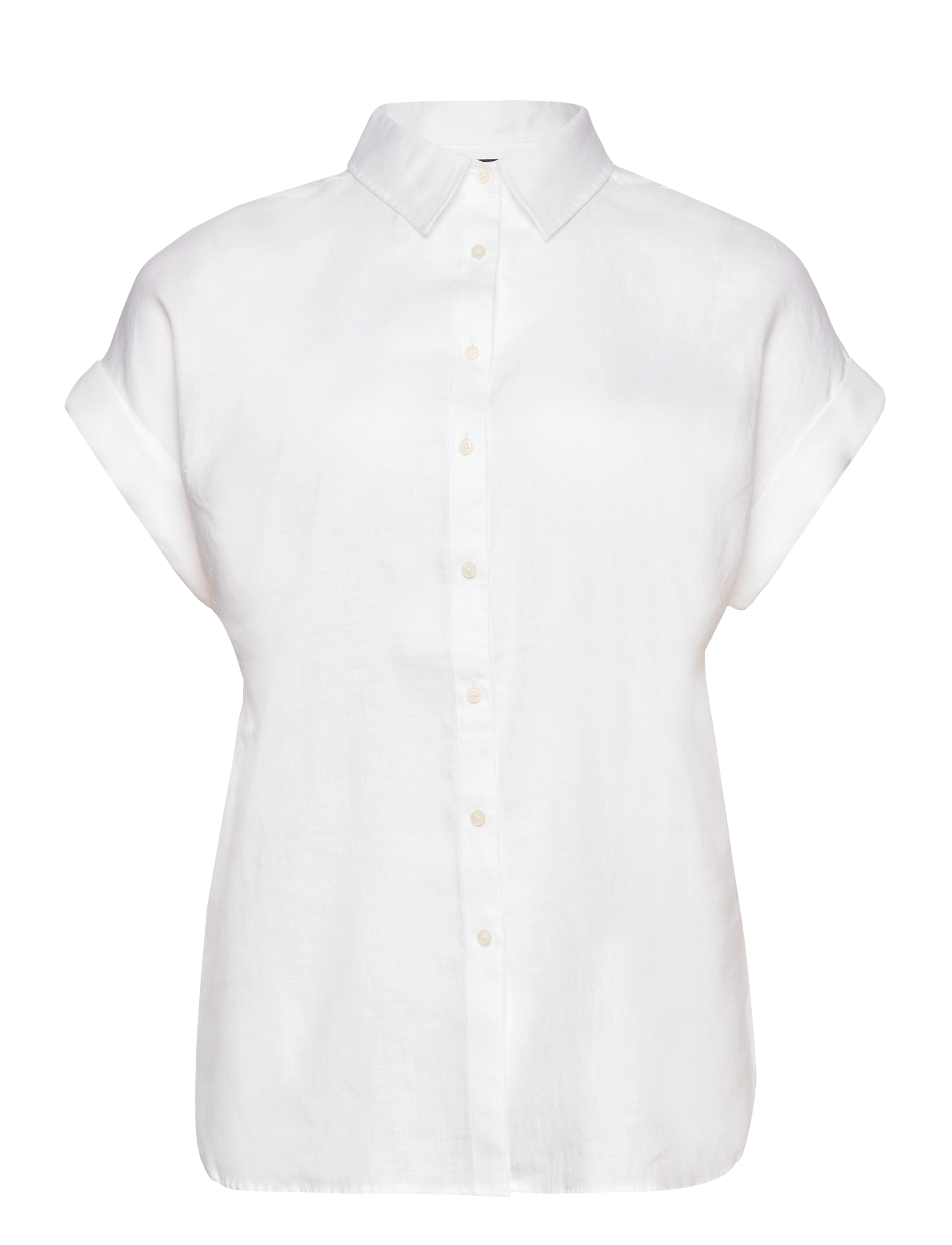 Lauren Women Relaxed Fit Linen Short-Sleeve Shirt - Tøj - WHITE / white