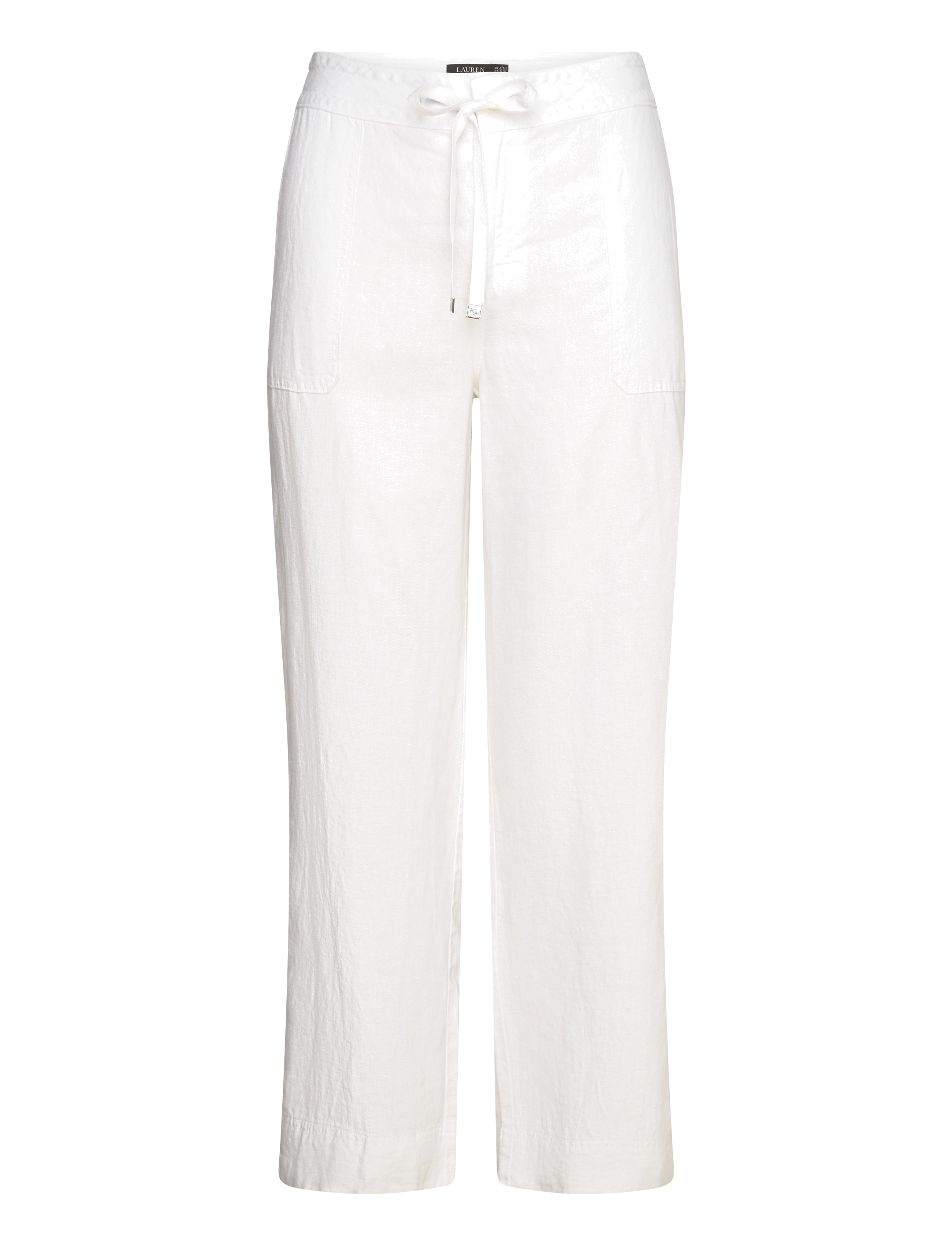 LAUREN Damen Linen Drawcord Hose Weiß - 50 - Damen