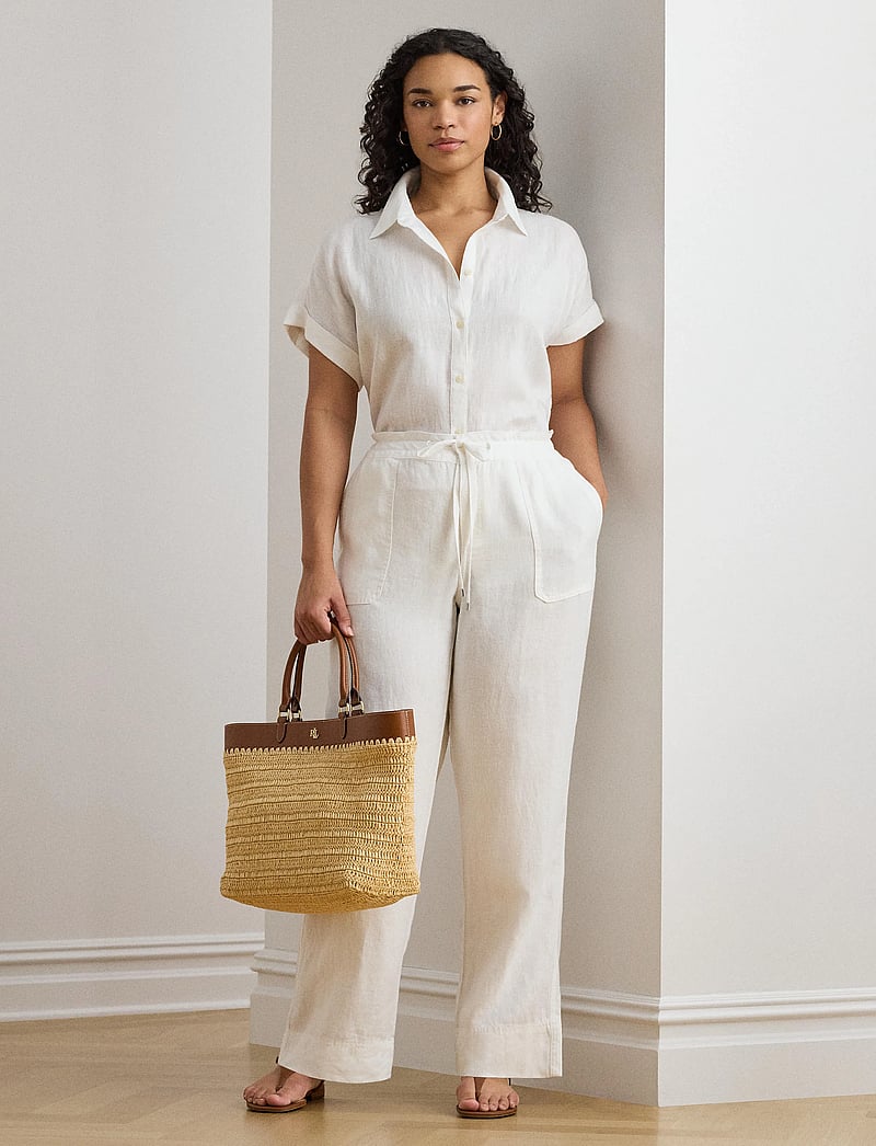 Lauren Women - Linen Drawcord Pant - linnen broeken - white - 3
