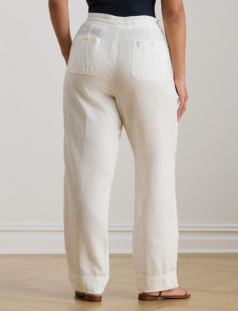 Lauren Women - Linen Drawcord Pant - linnen broeken - white - 5