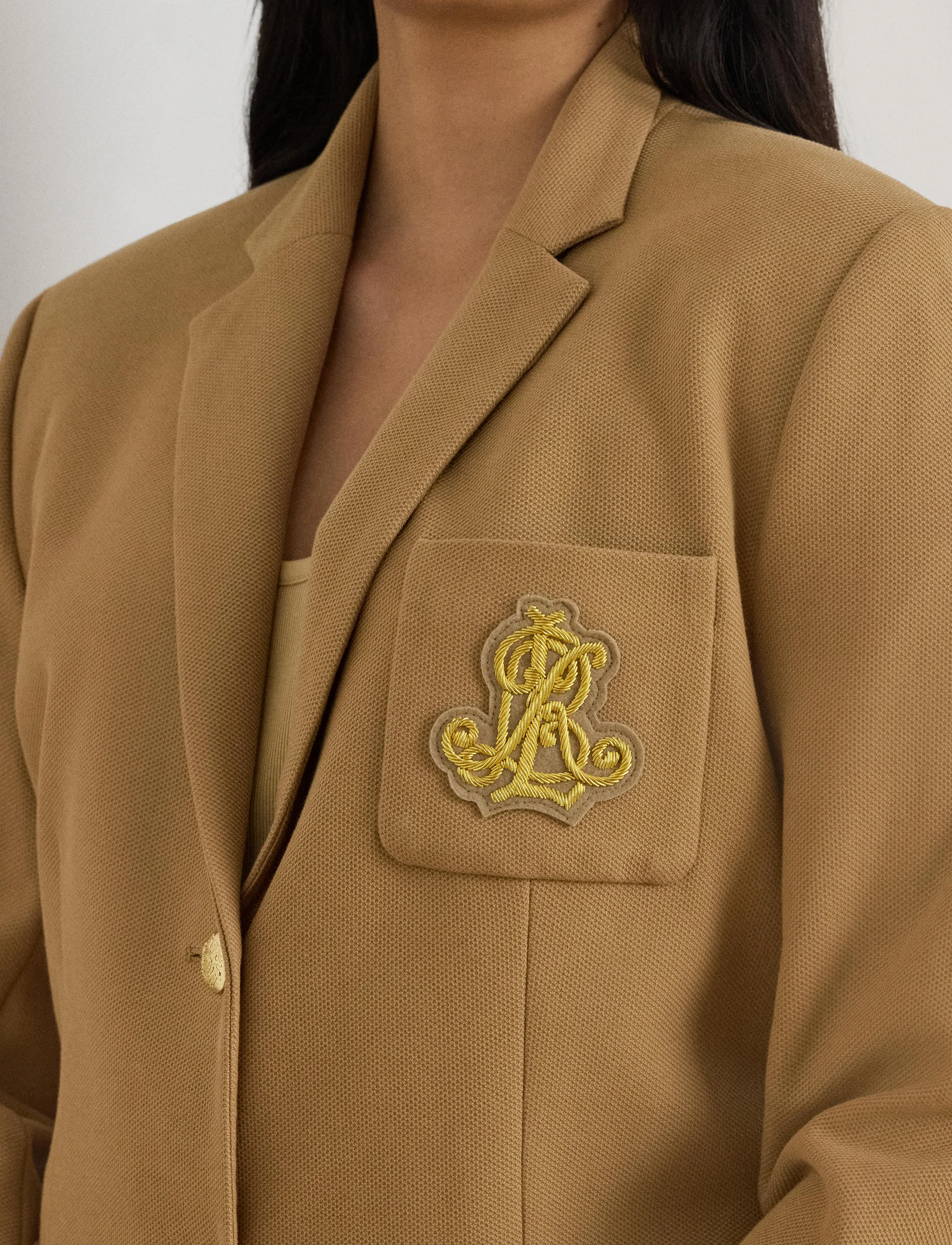 Lauren Women - Bullion Jacquard Blazer - enkeltradede blazere - classic camel - 4