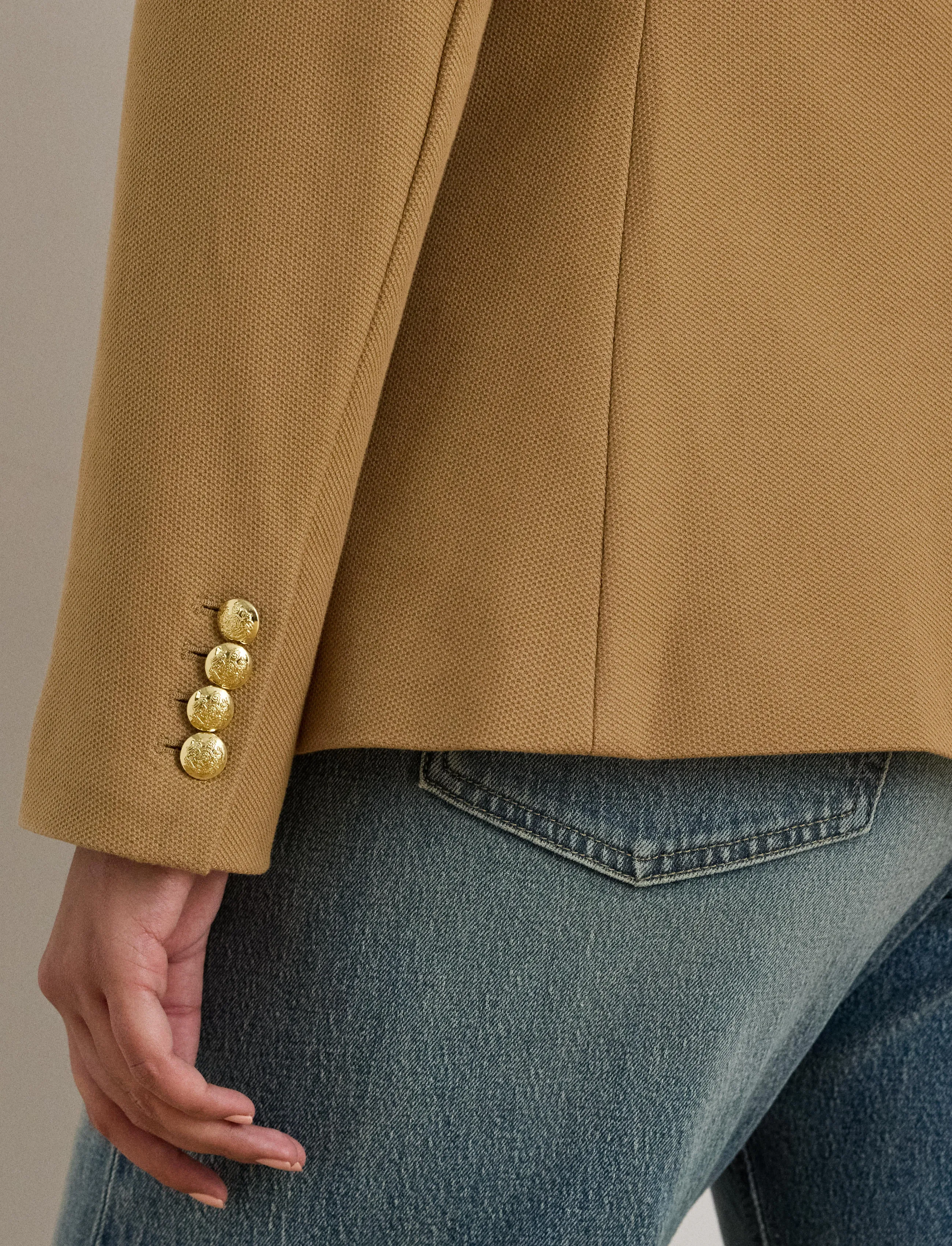 Lauren Women - Bullion Jacquard Blazer - enkeltradede blazere - classic camel - 5
