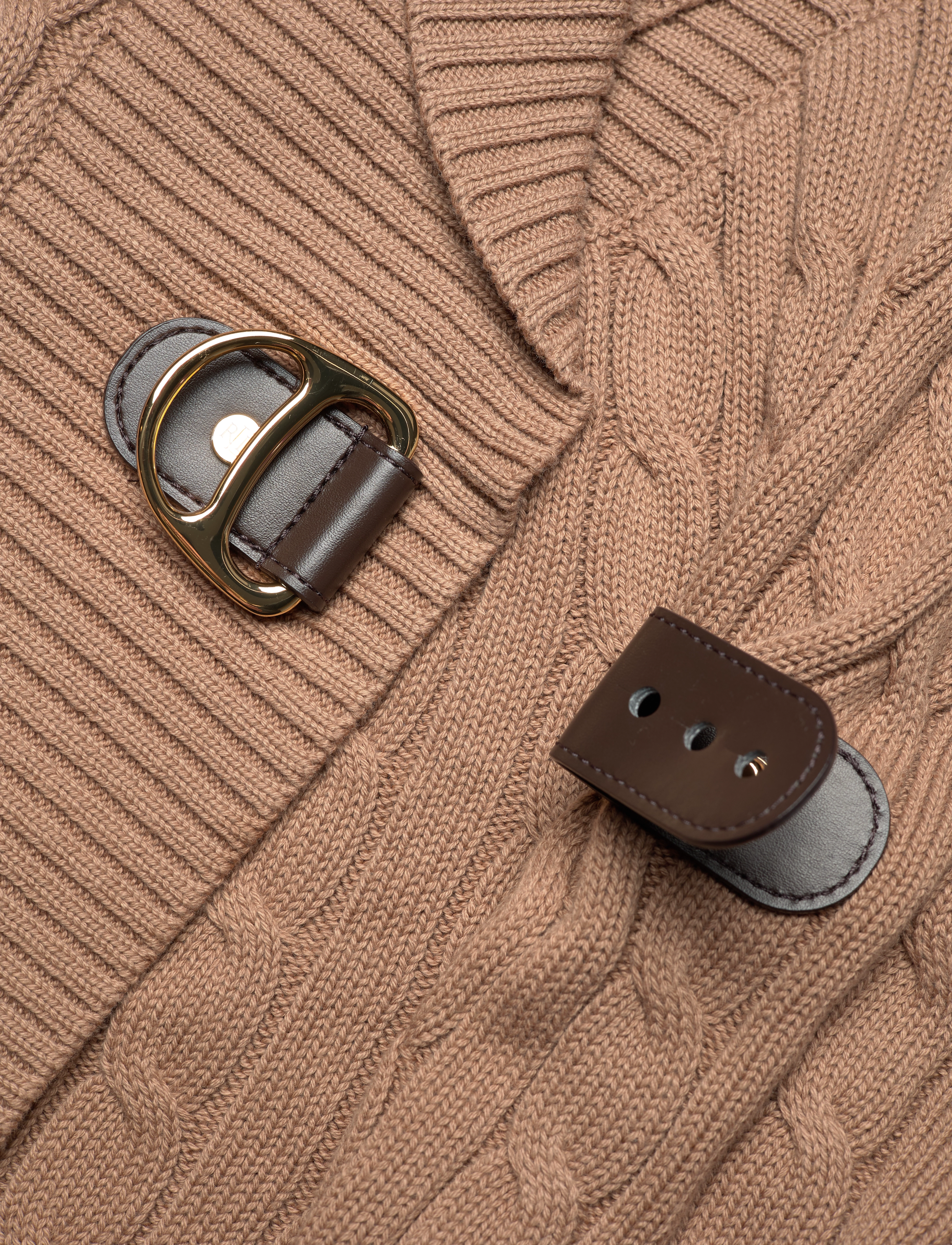 Lauren Women - Buckled Cotton Sweater - pulls - classic camel - 4