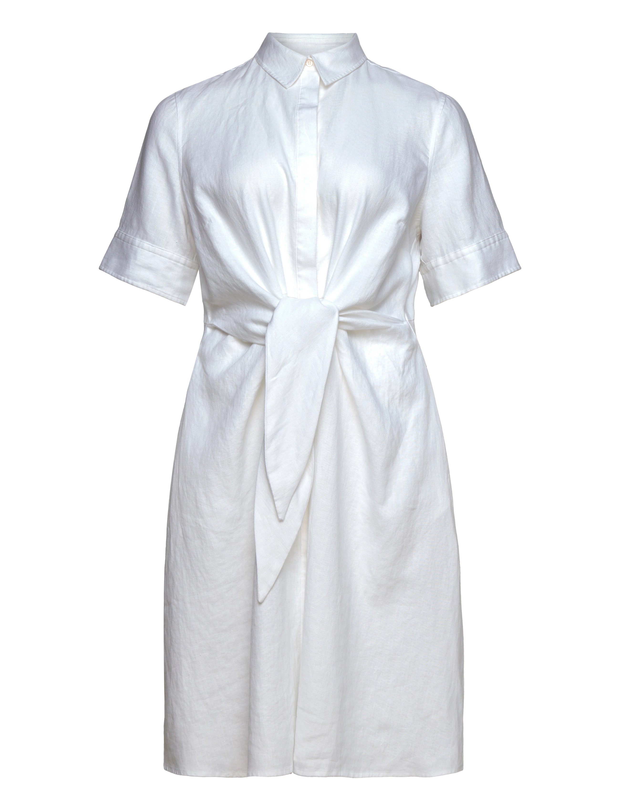 LAUREN Damen Tie-Front Linen Shirtdress Weiß - 46 - Damen