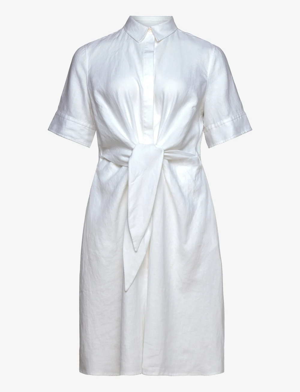 Lauren Women - Tie-Front Linen Shirtdress - shirt dresses - white - 1