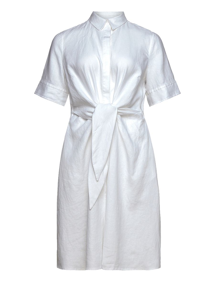Lauren Women - Tie-Front Linen Shirtdress - sukienki koszulowe - white - 1