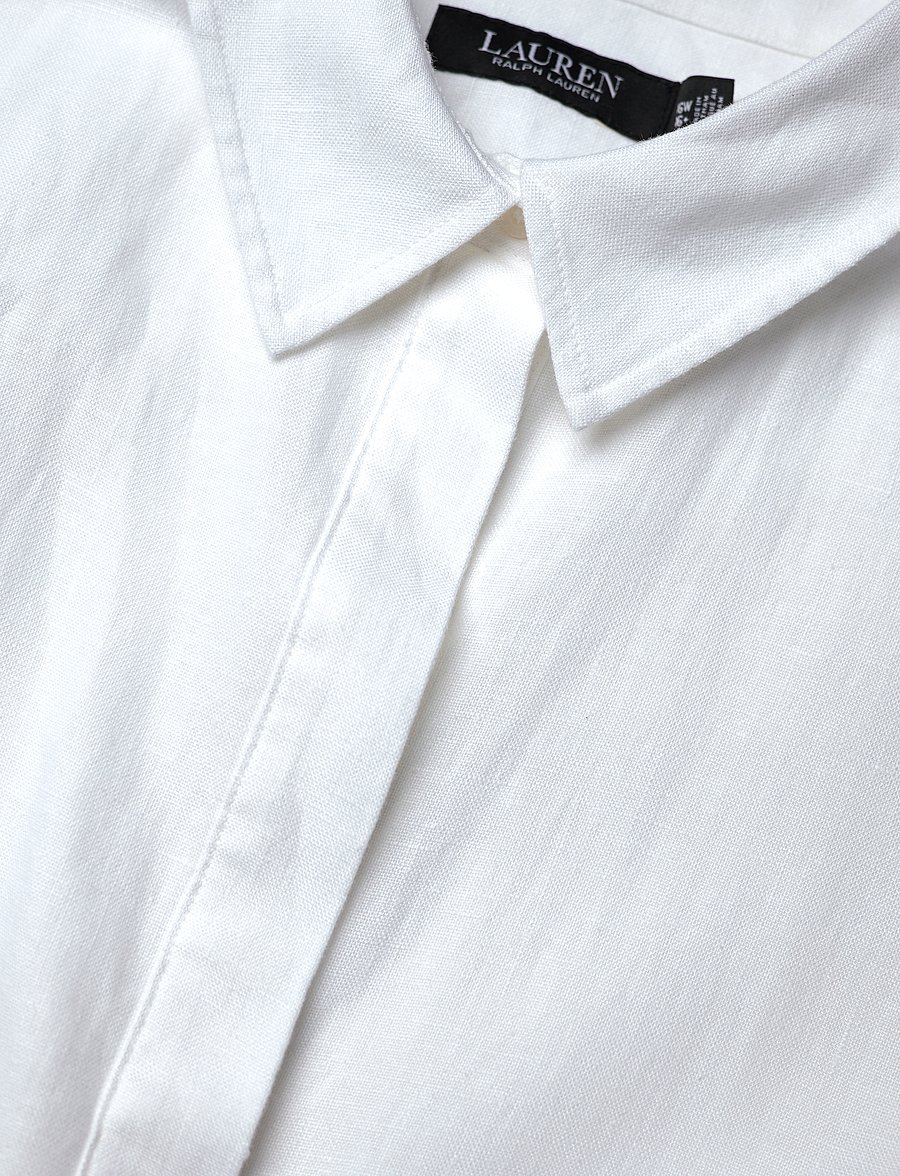Lauren Women - Tie-Front Linen Shirtdress - sukienki koszulowe - white - 3