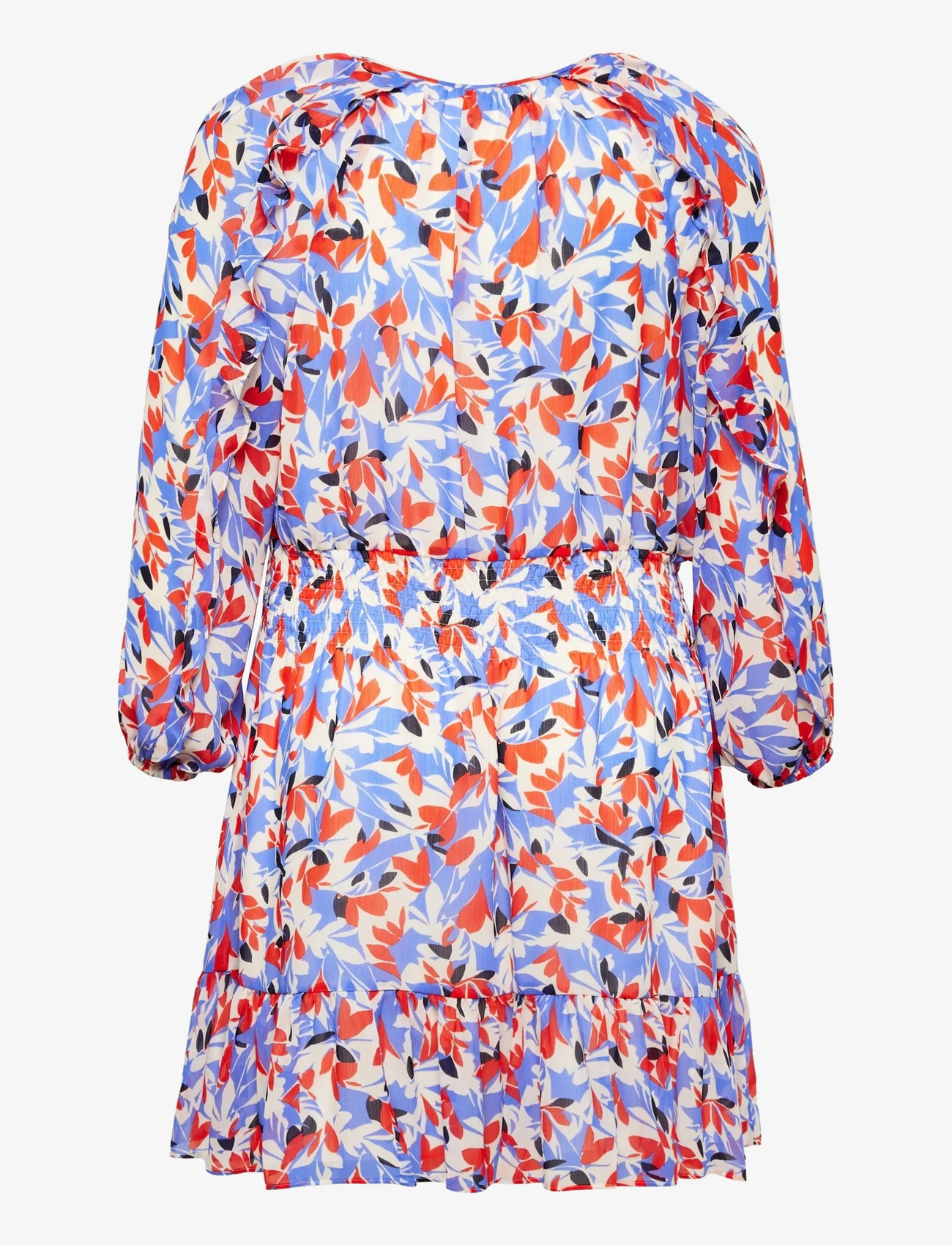 Lauren Women - Floral Crinkled Georgette Dress - trumpos suknelės - blue/orange multi - 1