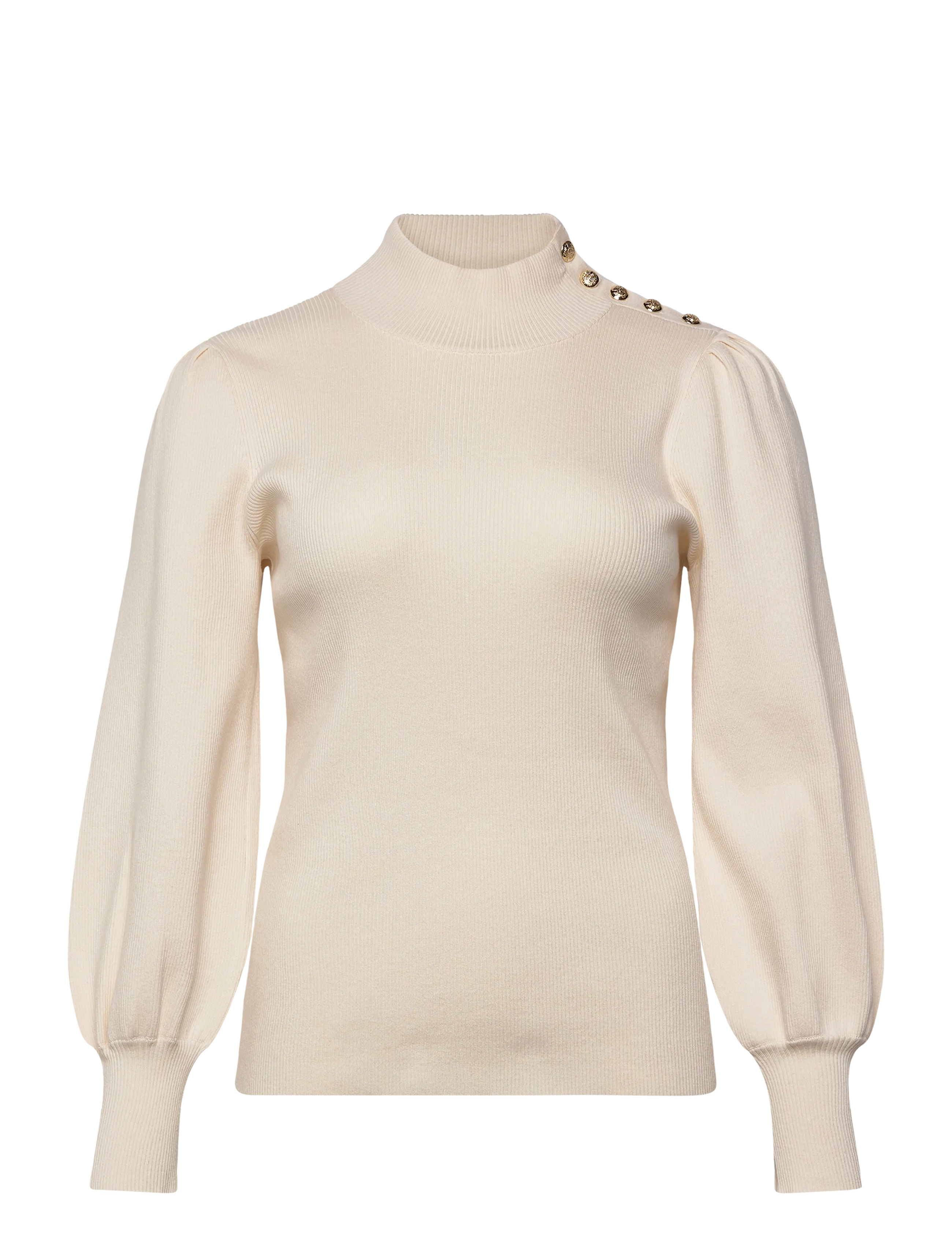 Lauren Women Button-Trim Mockneck Sweater - Bluser - MASCARPONE CREAM / cream