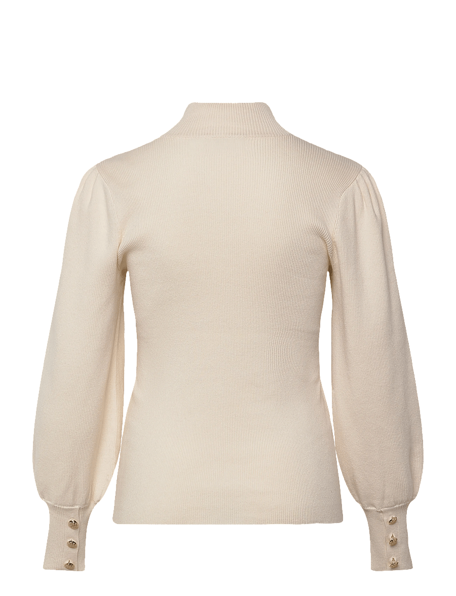 Lauren Women - Button-Trim Mockneck Sweater - pikkade varrukatega pluusid - mascarpone cream - 1