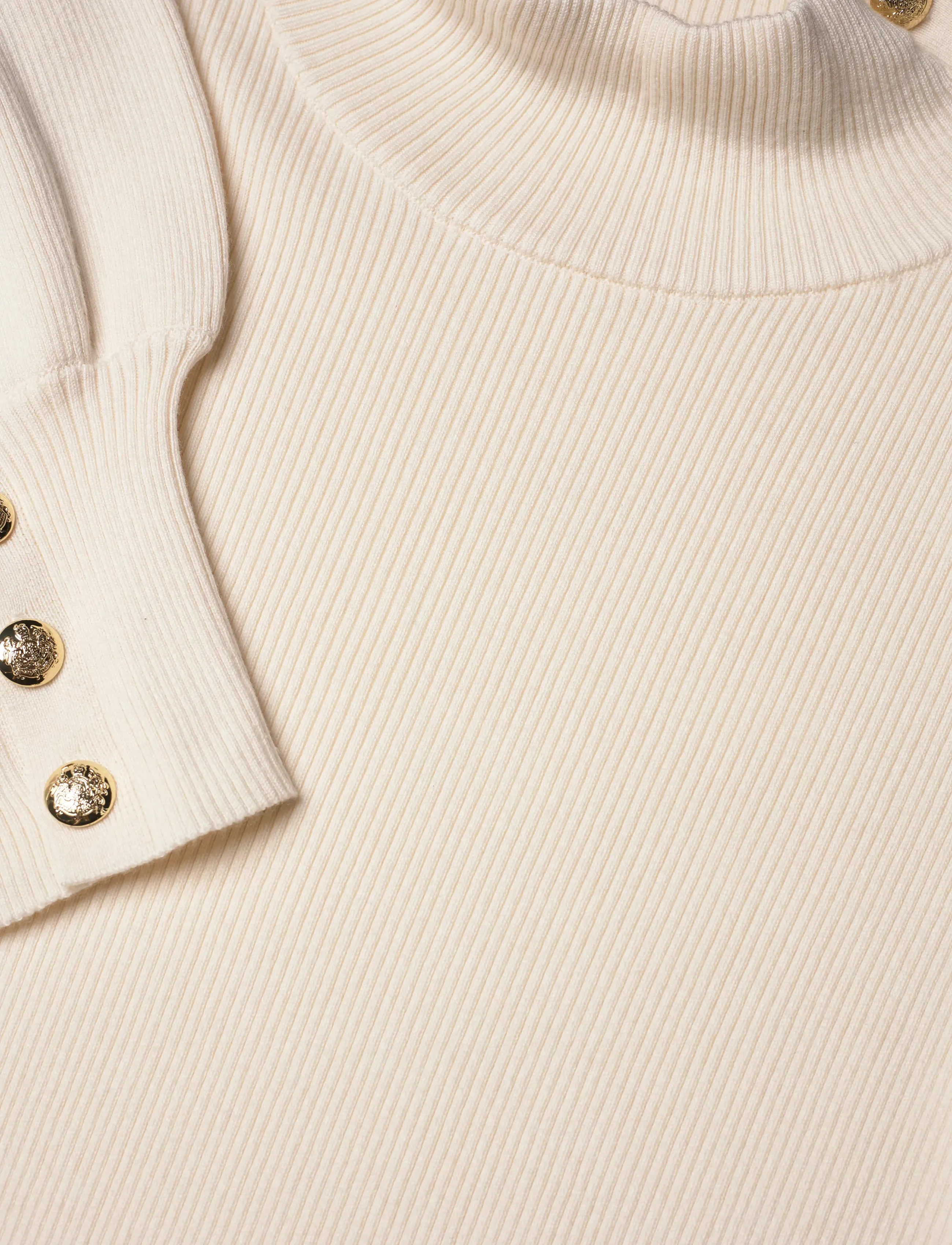 Lauren Women - Button-Trim Mockneck Sweater - pikkade varrukatega pluusid - mascarpone cream - 2