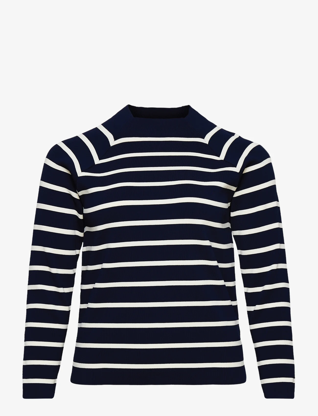 Lauren Women - Striped Mockneck Sweater - džemperiai - navy/cream - 0