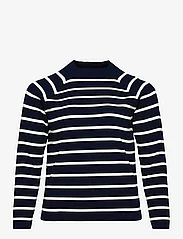 Lauren Women - Striped Mockneck Sweater - džemperiai - navy/cream - 0