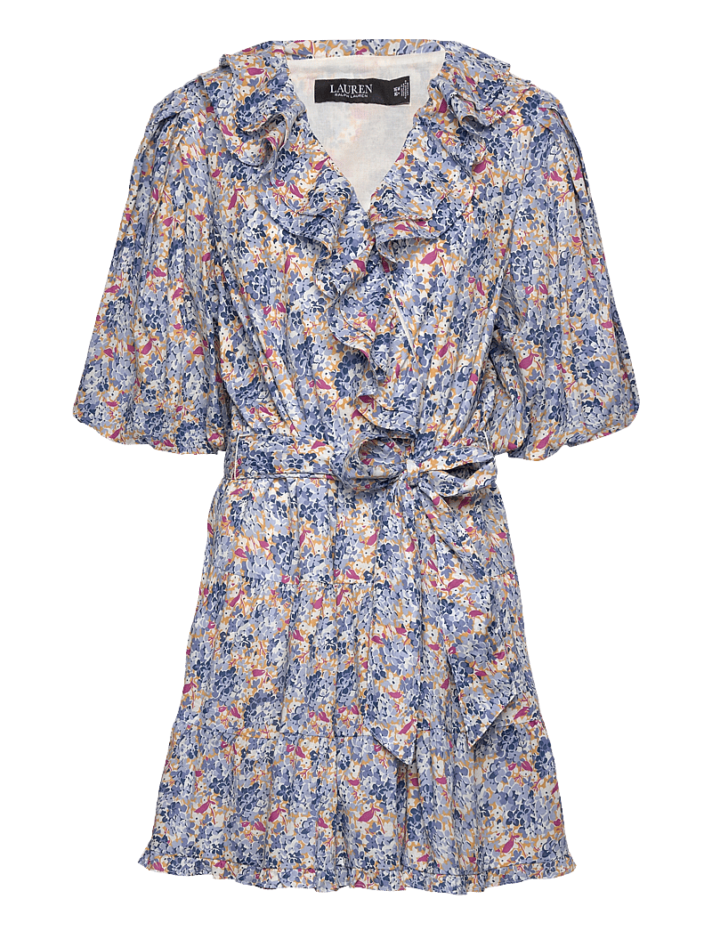 Lauren Women - 80S COTTON VOILE-DRESS - wrap dresses - blue/pink multi - 0