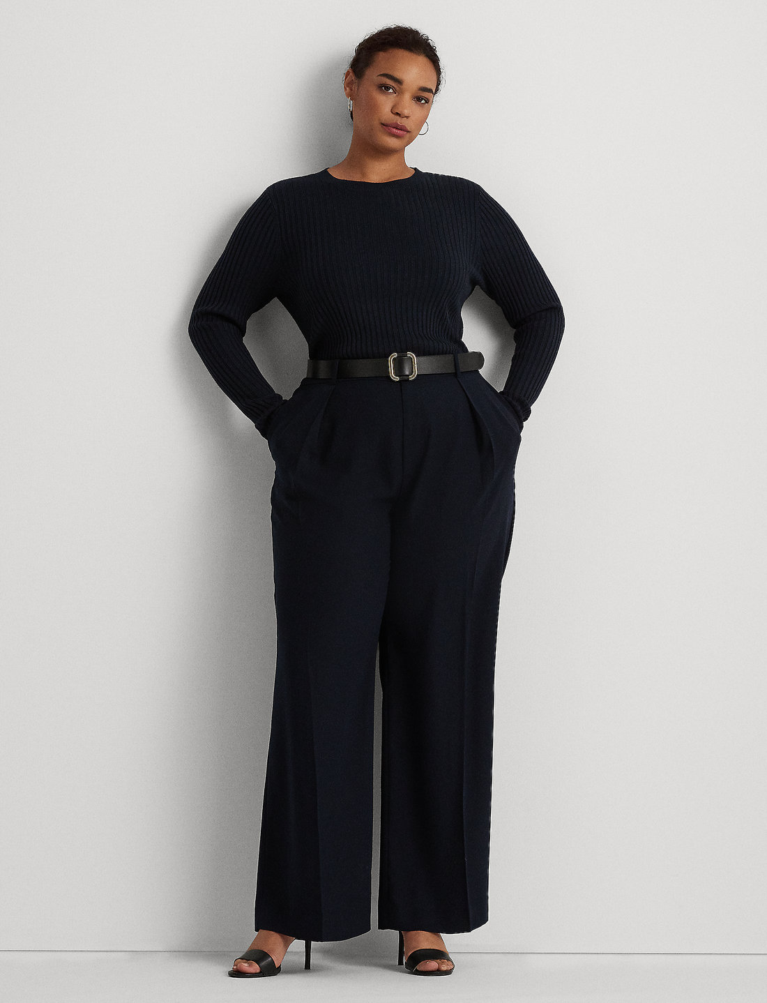 Women's plus size wide 2025 leg trousers
