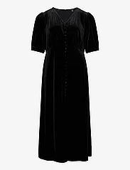 Lauren Women - Stretch Velvet Puff-Sleeve Midi Dress - vakarėlių drabužiai išparduotuvių kainomis - black velvet - 0