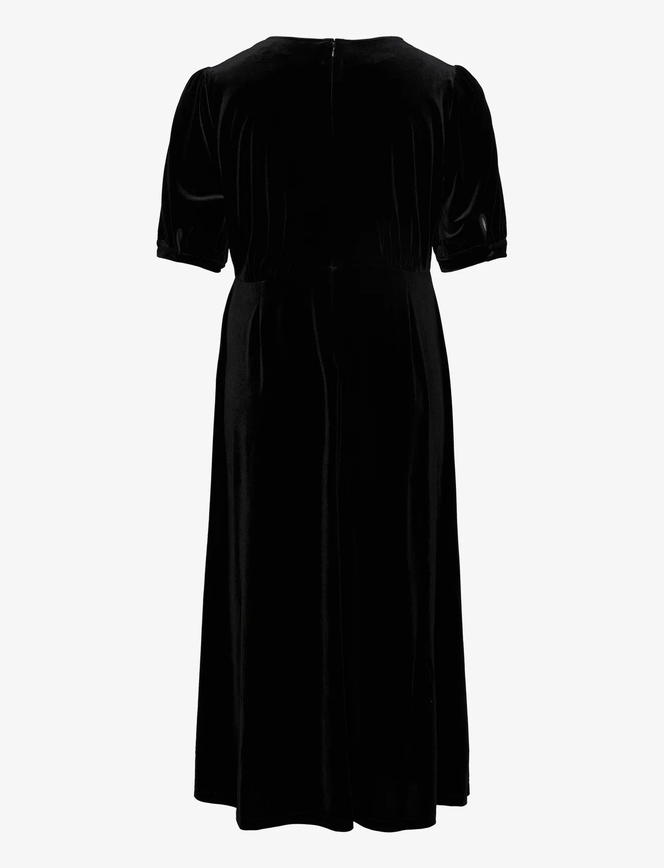 Lauren Women - Stretch Velvet Puff-Sleeve Midi Dress - vakarėlių drabužiai išparduotuvių kainomis - black velvet - 1