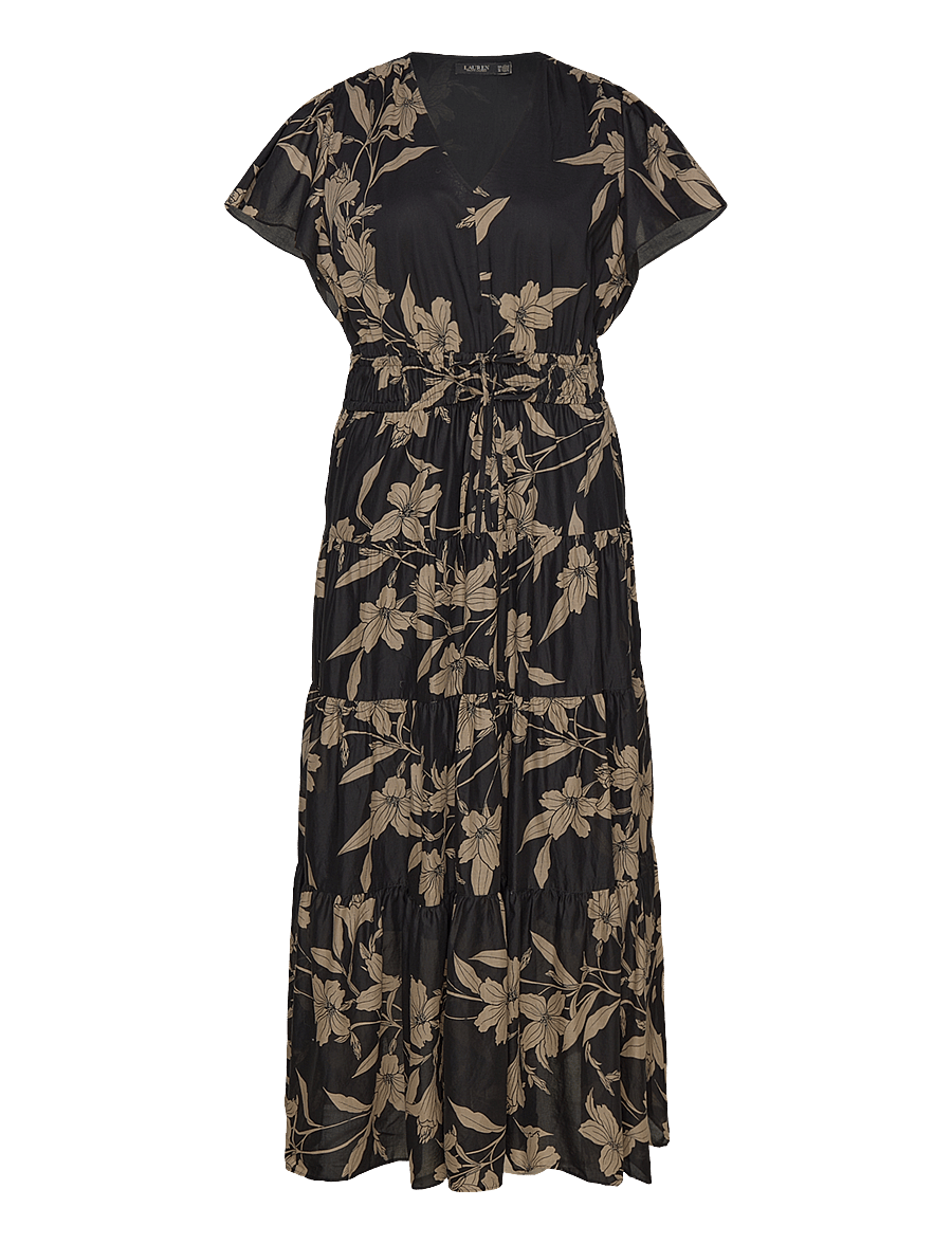 Lauren Women - Floral Cotton Voile Tiered Maxidress - black/tan - 0