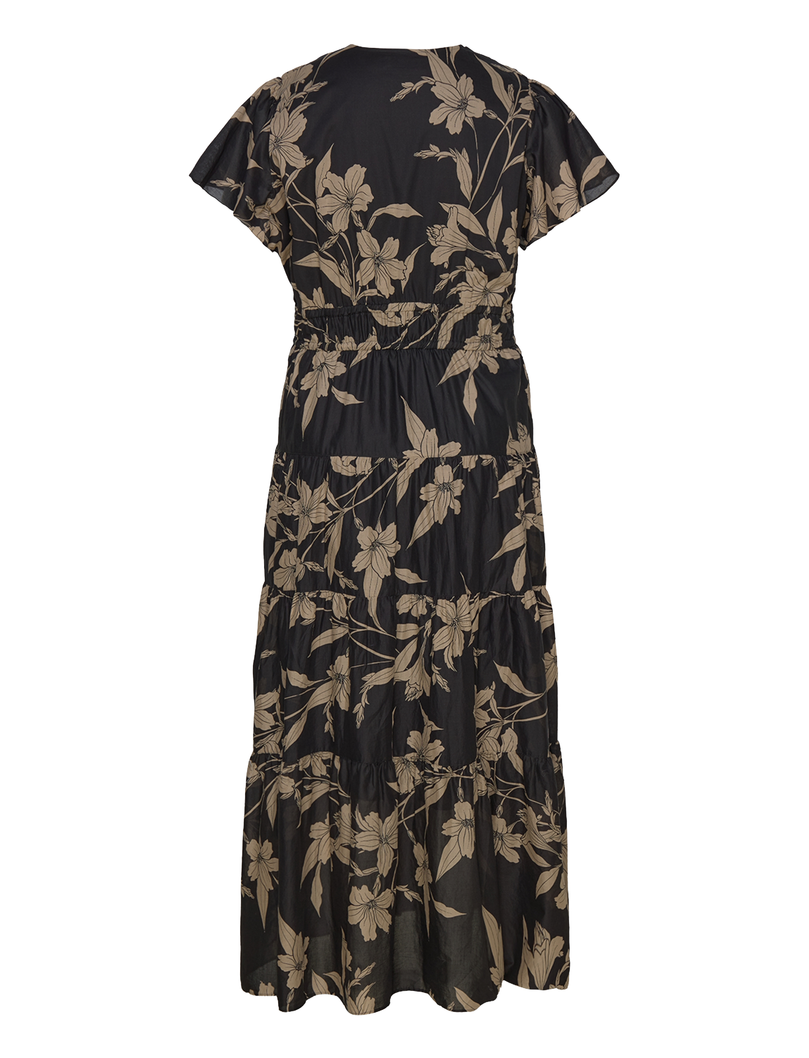 Lauren Women - Floral Cotton Voile Tiered Maxidress - black/tan - 1