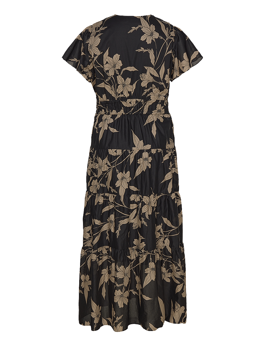 Lauren Women - Floral Cotton Voile Tiered Maxidress - black/tan - 1