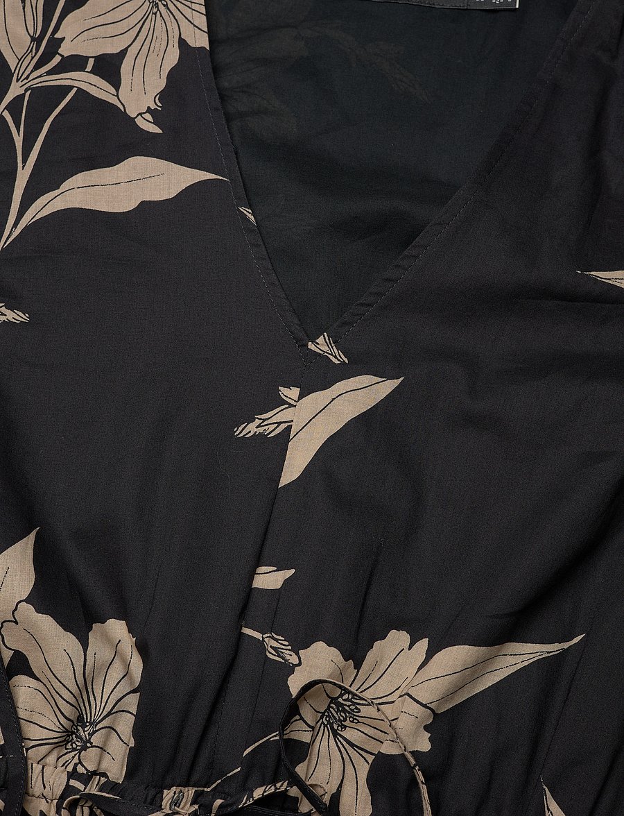 Lauren Women - Floral Cotton Voile Tiered Maxidress - black/tan - 2