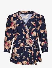 Lauren Women - Floral Stretch Jersey Top - long sleeved blouses - navy/tan/multi - 0