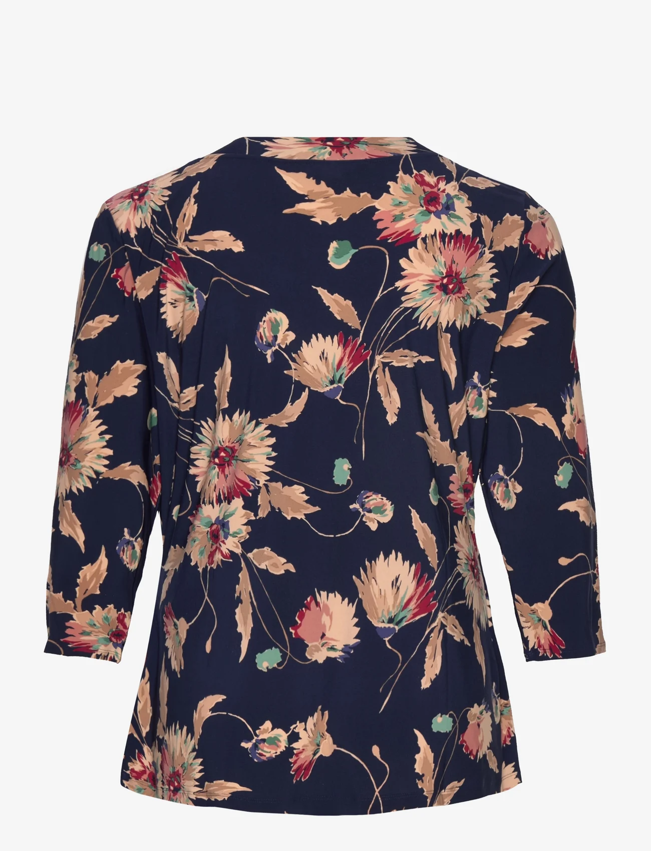 Lauren Women - Floral Stretch Jersey Top - long sleeved blouses - navy/tan/multi - 1