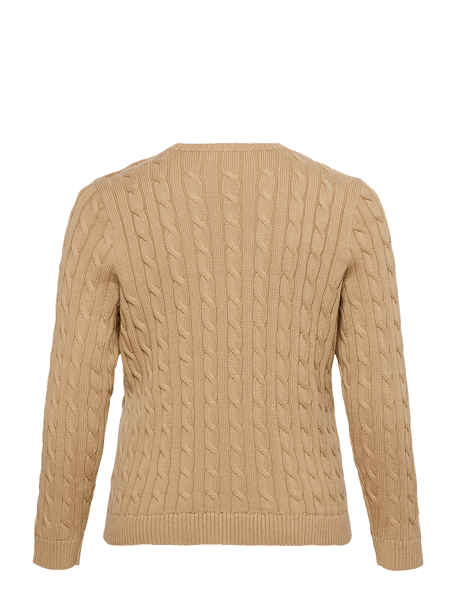 Lauren Women - Button-Trim Cable-Knit Cotton Sweater - pullover - birch tan - 1