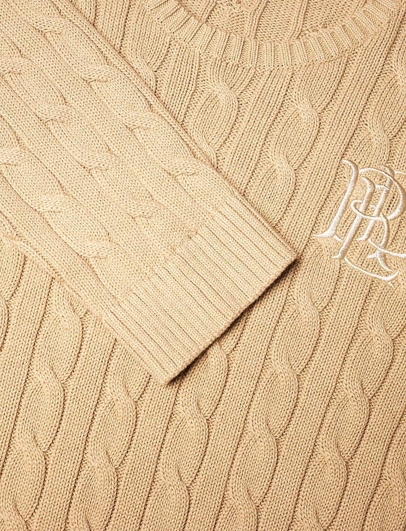 Lauren Women - Button-Trim Cable-Knit Cotton Sweater - striktrøjer - birch tan - 2