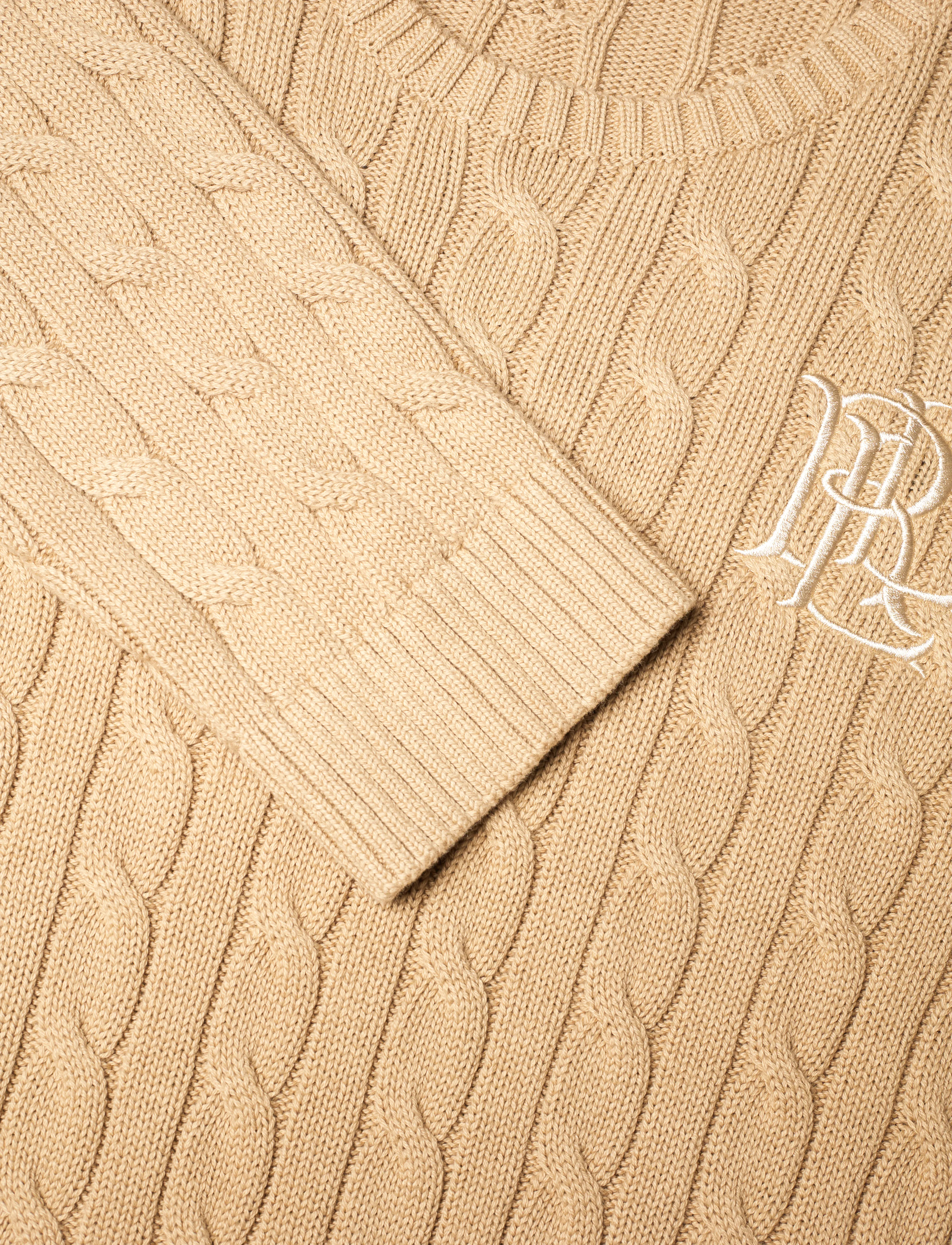 Lauren Women - Button-Trim Cable-Knit Cotton Sweater - pulls - birch tan - 2
