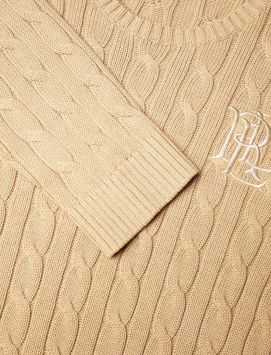 Lauren Women - Button-Trim Cable-Knit Cotton Sweater - pullover - birch tan - 2