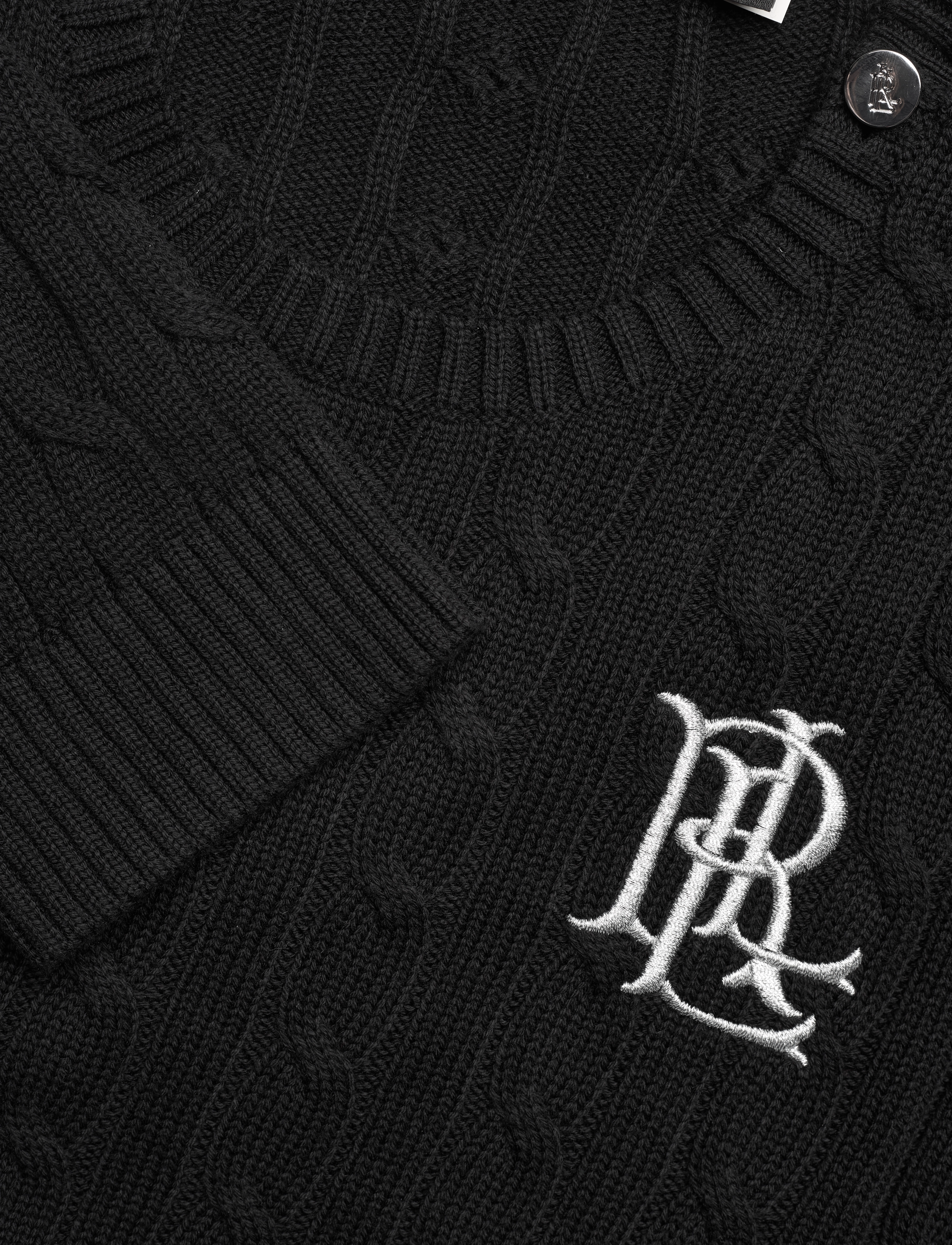 Lauren Women - Button-Trim Cable-Knit Cotton Sweater - pullover - black - 3