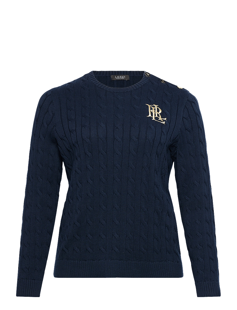 Lauren Women - Button-Trim Cable-Knit Cotton Sweater - pullover - lauren navy - 0