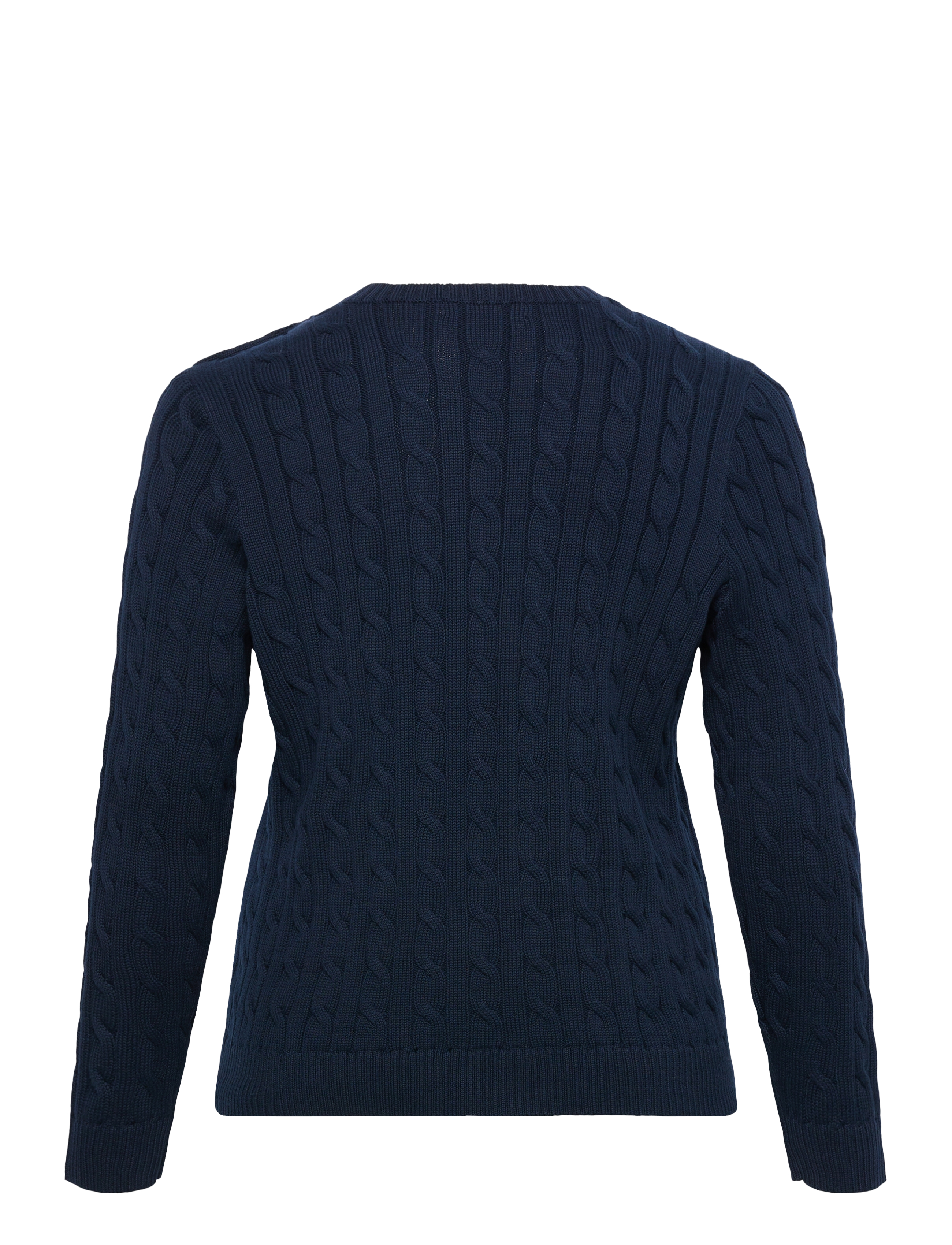Lauren Women - Button-Trim Cable-Knit Cotton Sweater - neulepuserot - lauren navy - 1