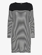 Striped Cotton Boatneck Dress - BLACK/MASCARPONE