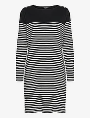 Lauren Women - Striped Cotton Boatneck Dress - trumpos suknelės - black/mascarpone - 0