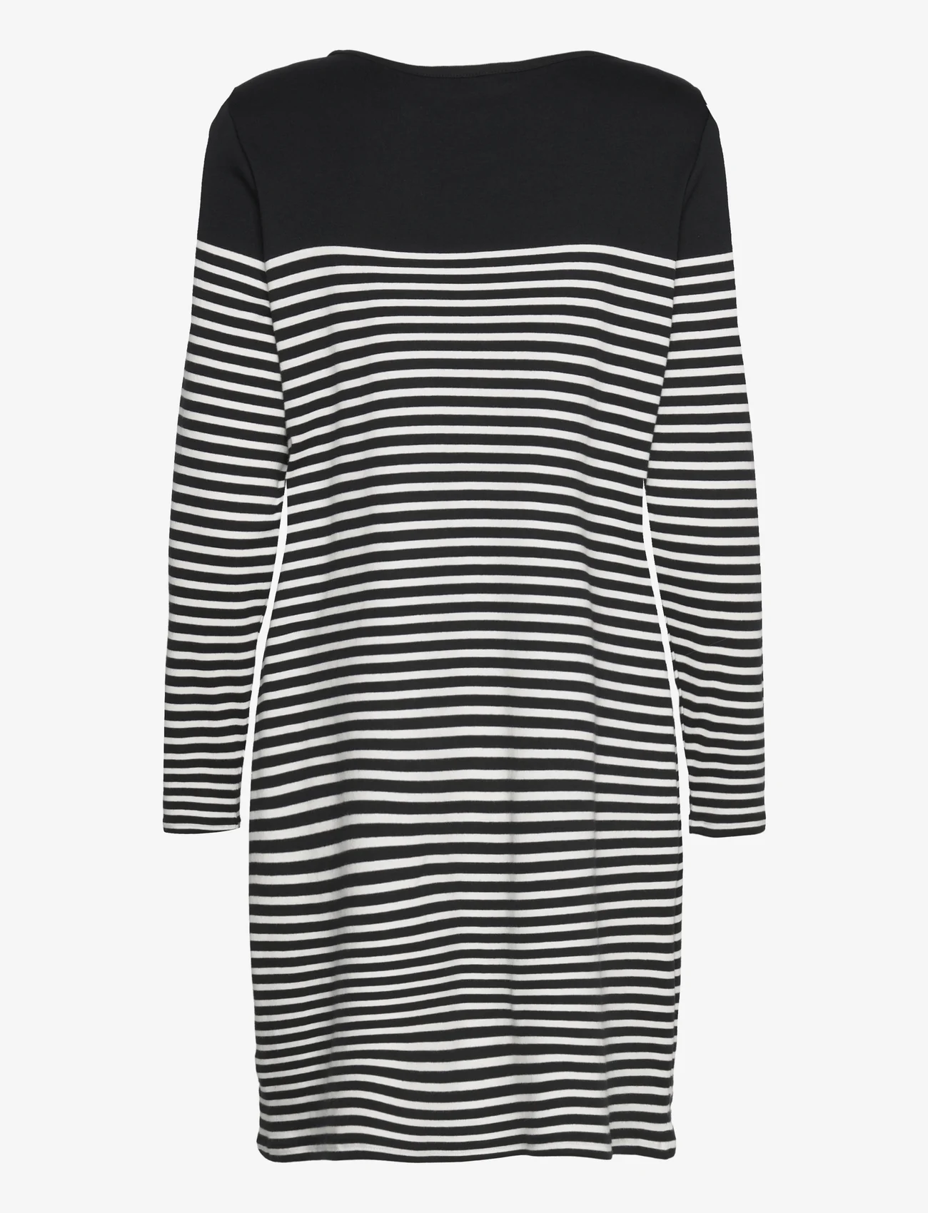 Lauren Women - Striped Cotton Boatneck Dress - trumpos suknelės - black/mascarpone - 1