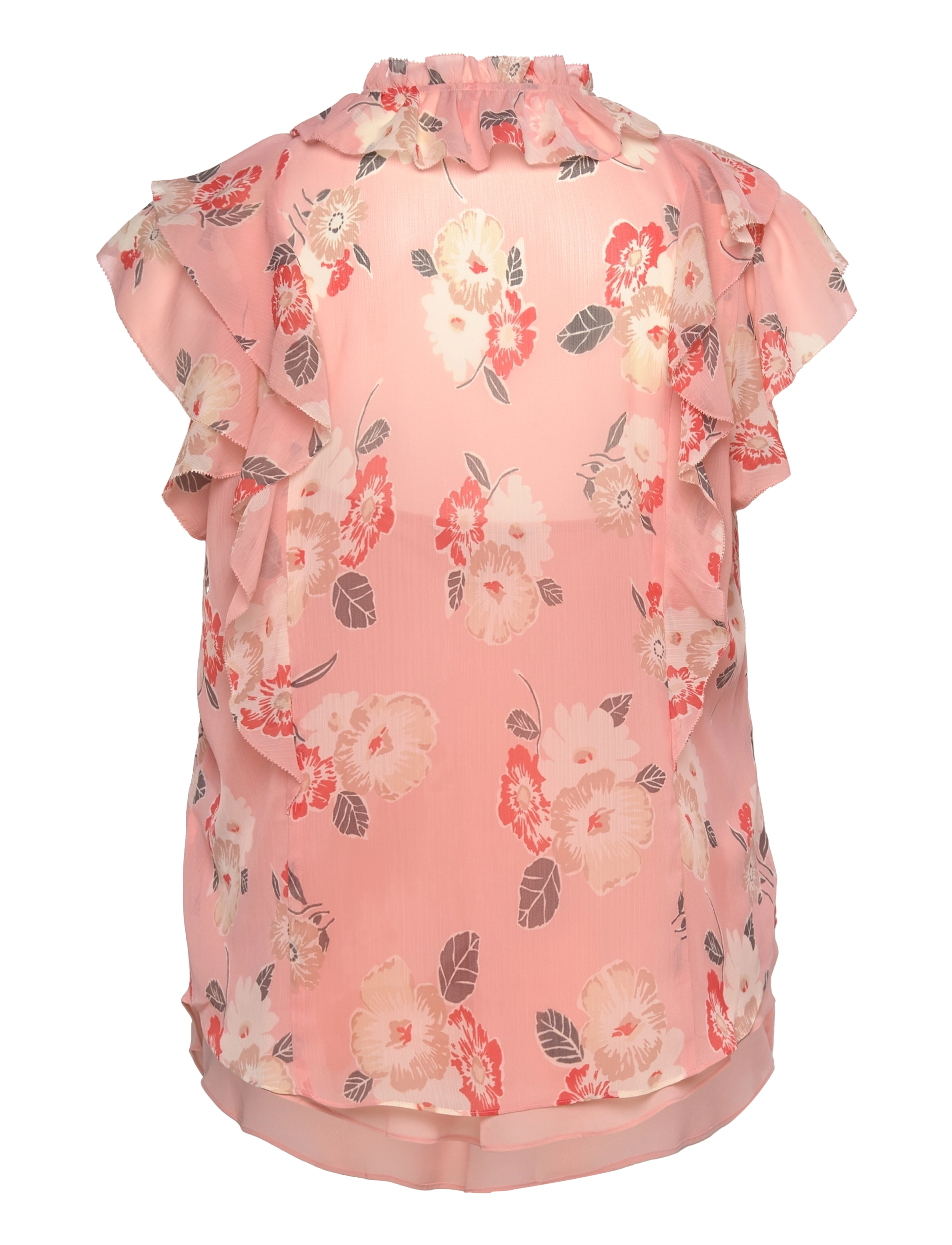Lauren Women - Floral Ruffle-Trim Georgette Blouse - kortärmade blusar - pink multi - 2