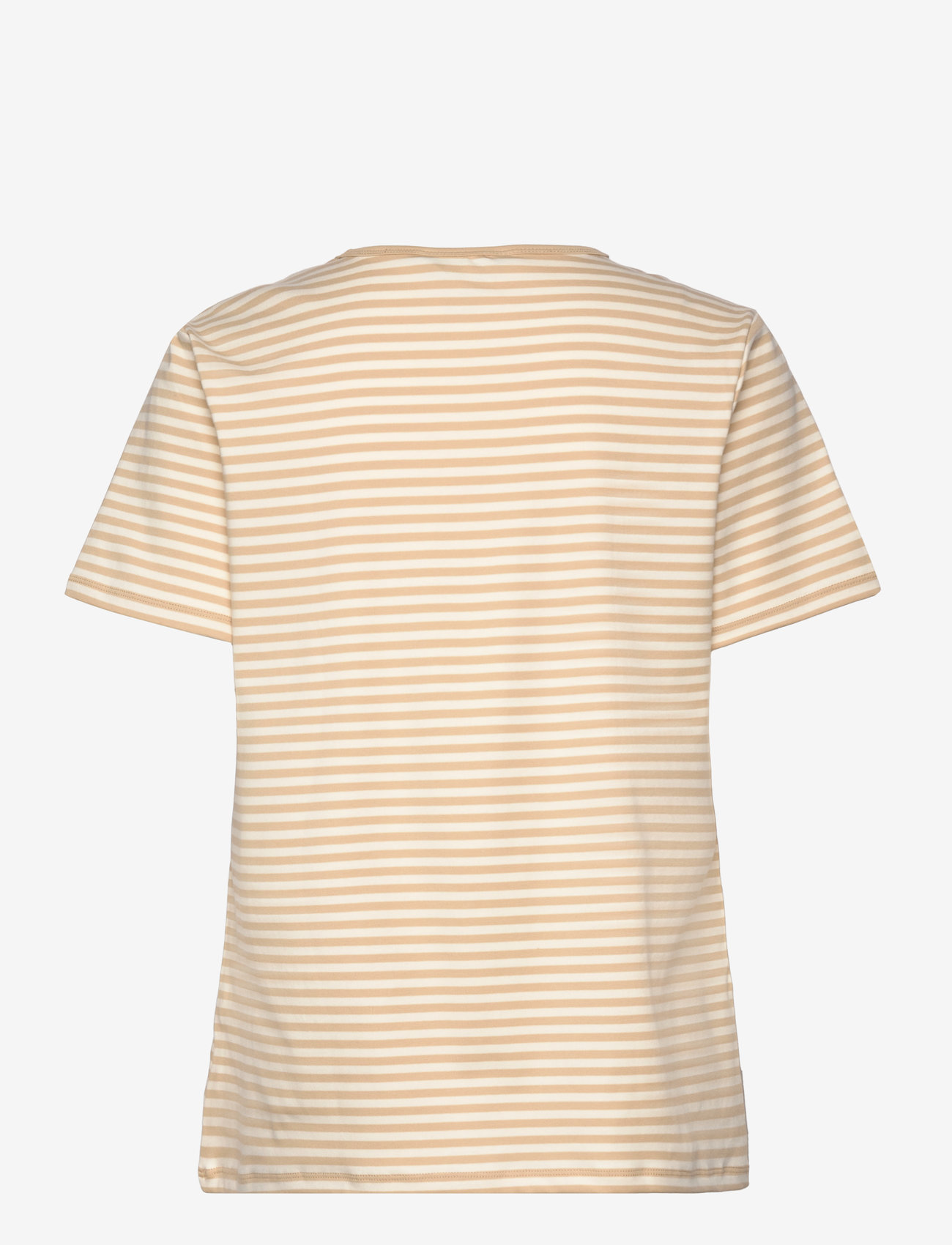 Lauren Women - Striped Stretch Cotton Crewneck Tee - t-shirts - sand dune/mascarp - 1