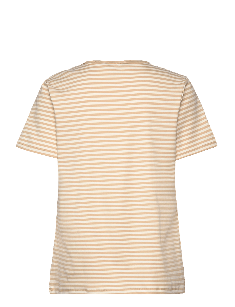 Lauren Women - Striped Stretch Cotton Crewneck Tee - t-shirts - sand dune/mascarp - 1