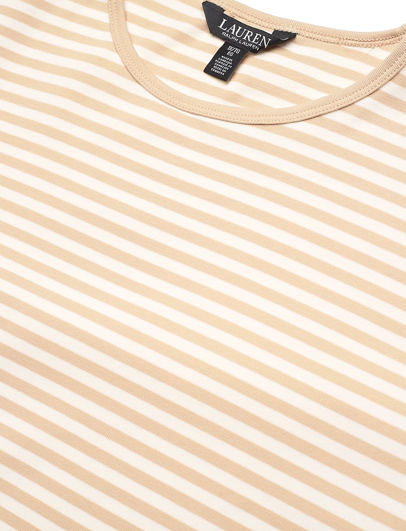 Lauren Women - Striped Stretch Cotton Crewneck Tee - t-shirts - sand dune/mascarp - 2
