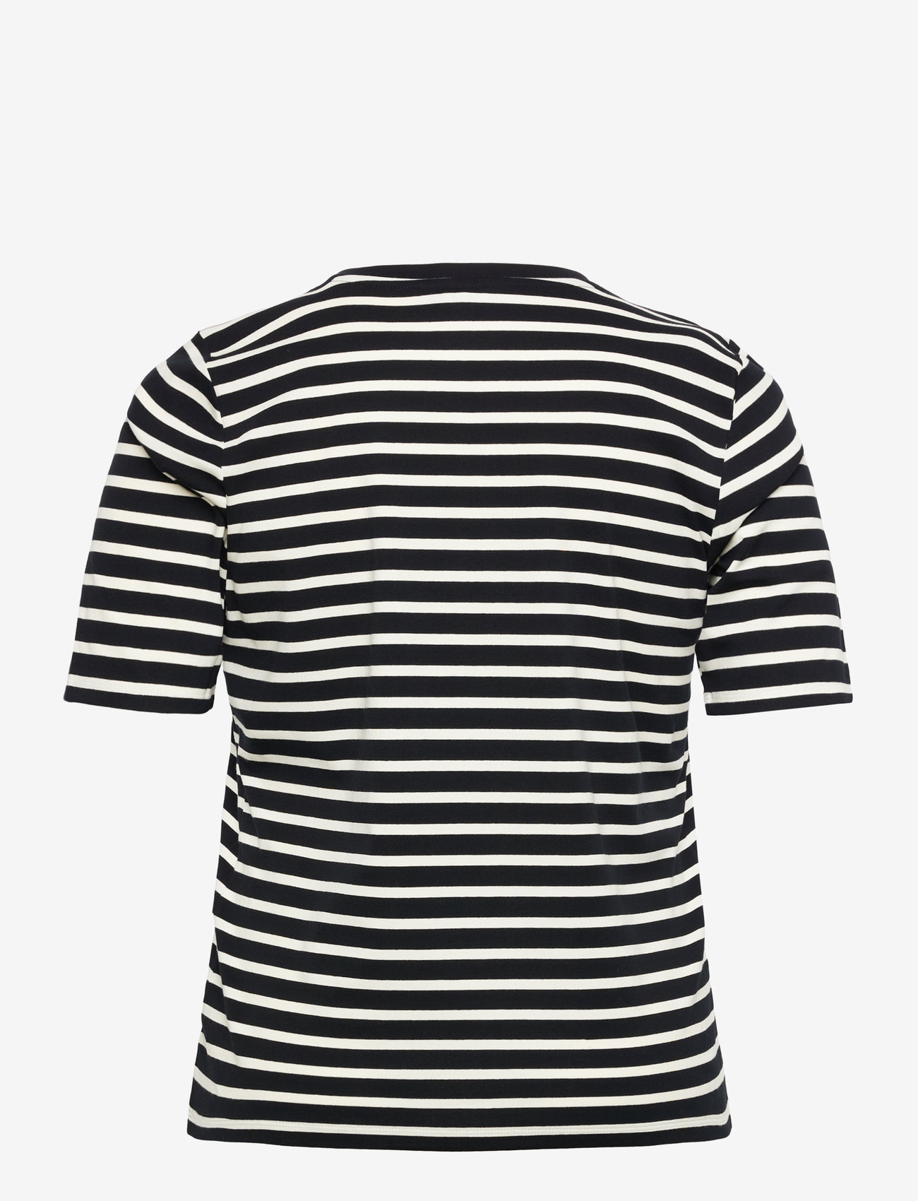 Lauren Women - Striped Elbow-Sleeve Henley Top - t-shirts & tops - black/mascarpone - 1