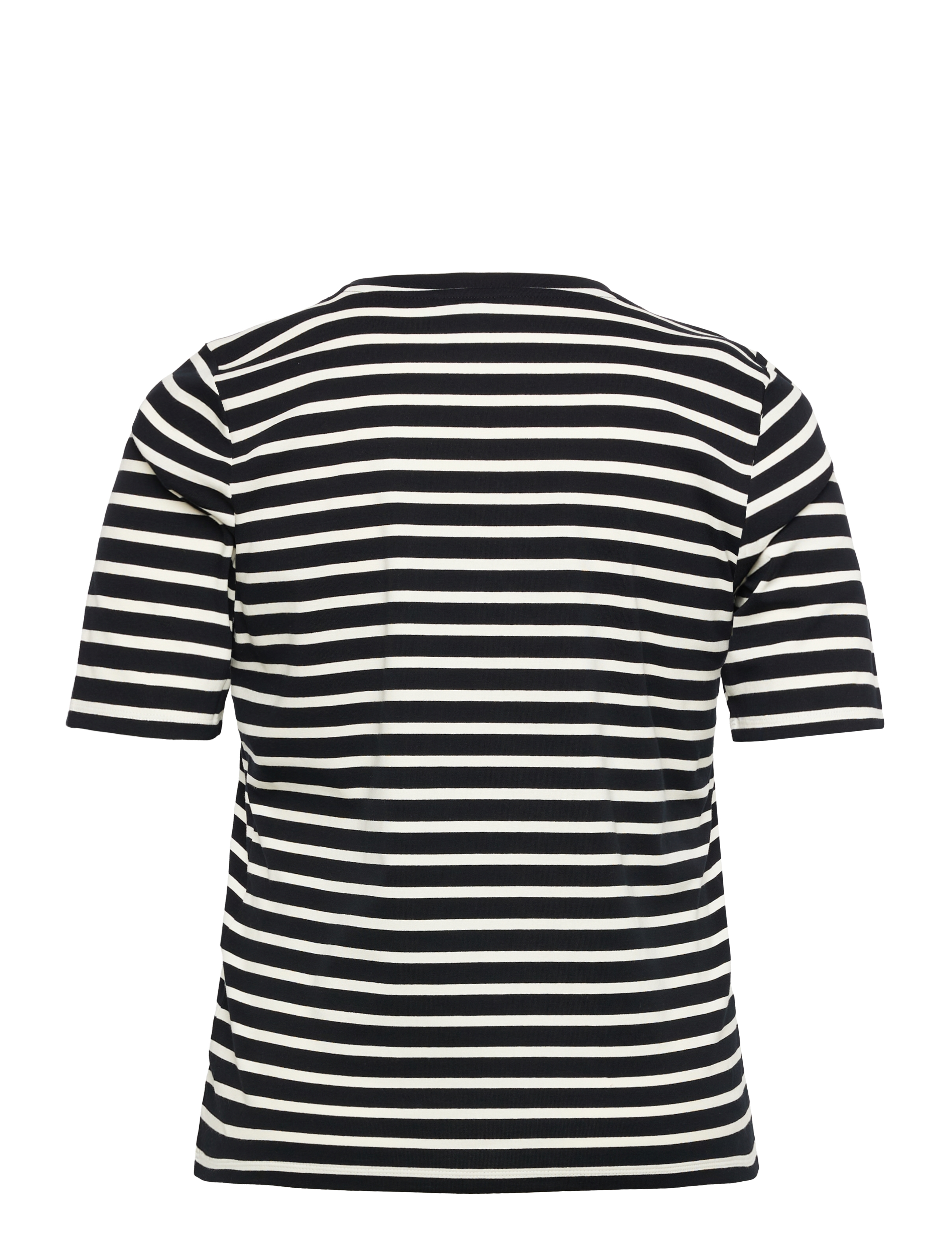 Lauren Women - Striped Elbow-Sleeve Henley Top - black/mascarpone - 1