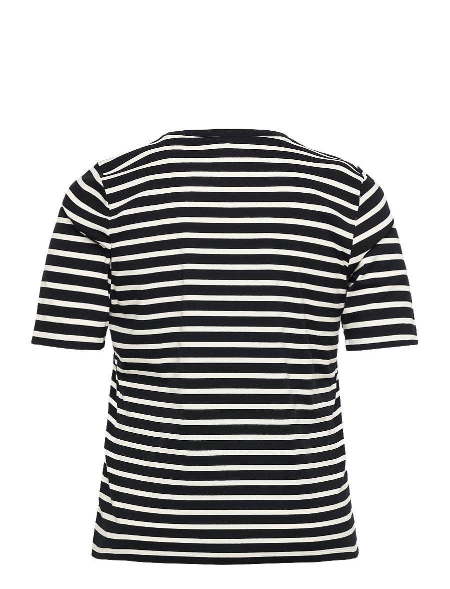 Lauren Women - Striped Elbow-Sleeve Henley Top - black/mascarpone - 1