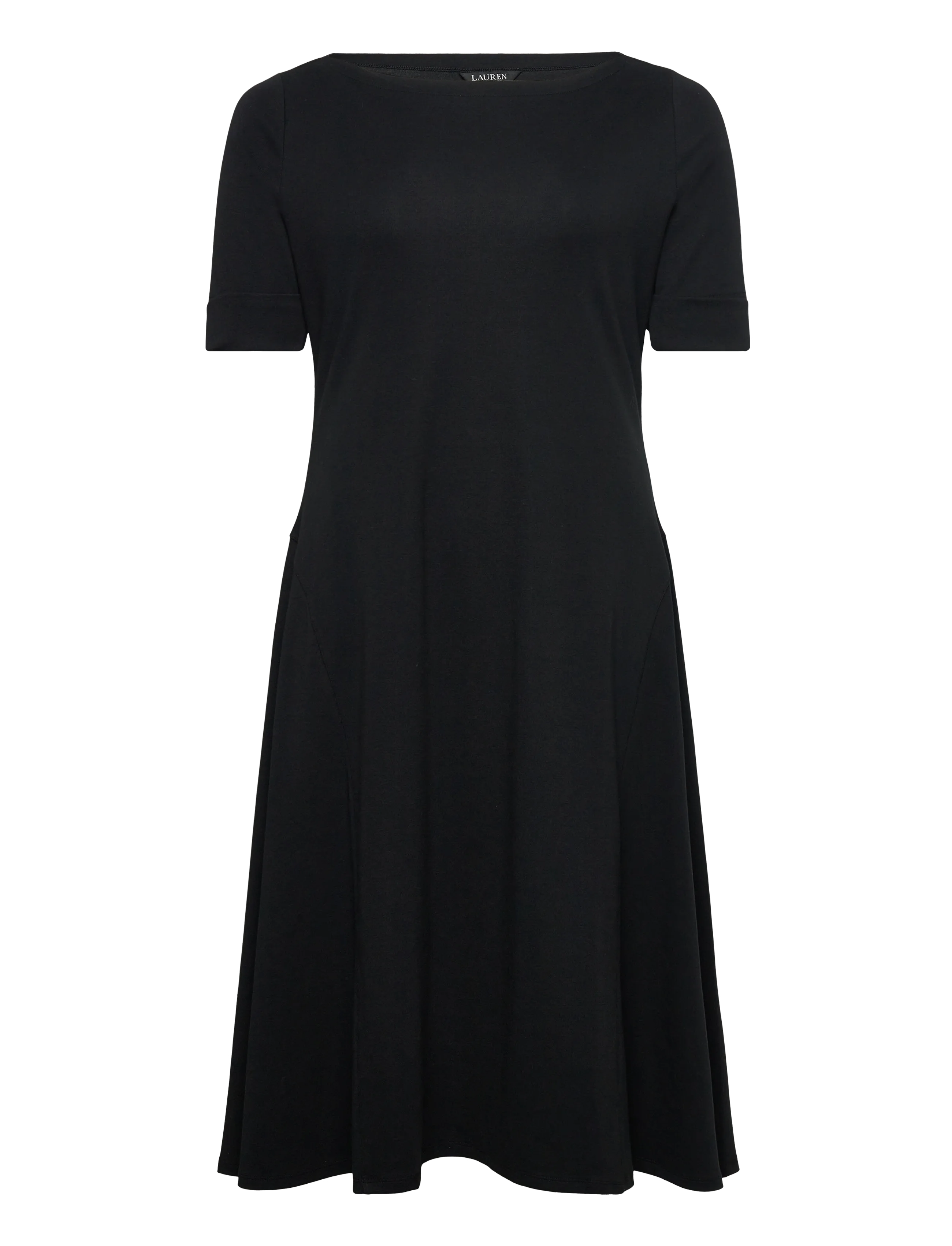 Lauren Women - Rib-Knit Stretch Cotton Midi Dress - black - 1