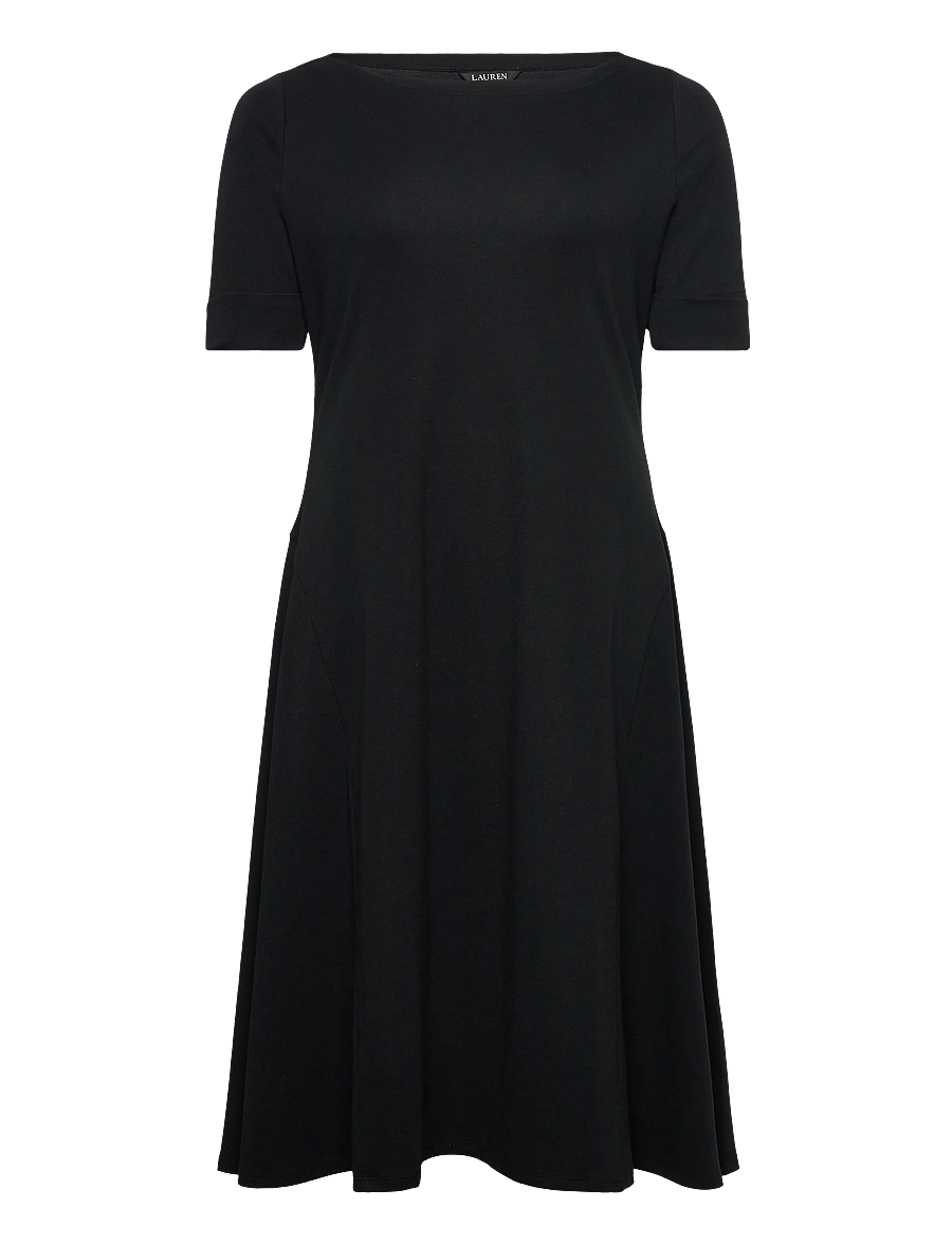 Lauren Women - Rib-Knit Stretch Cotton Midi Dress - black - 1